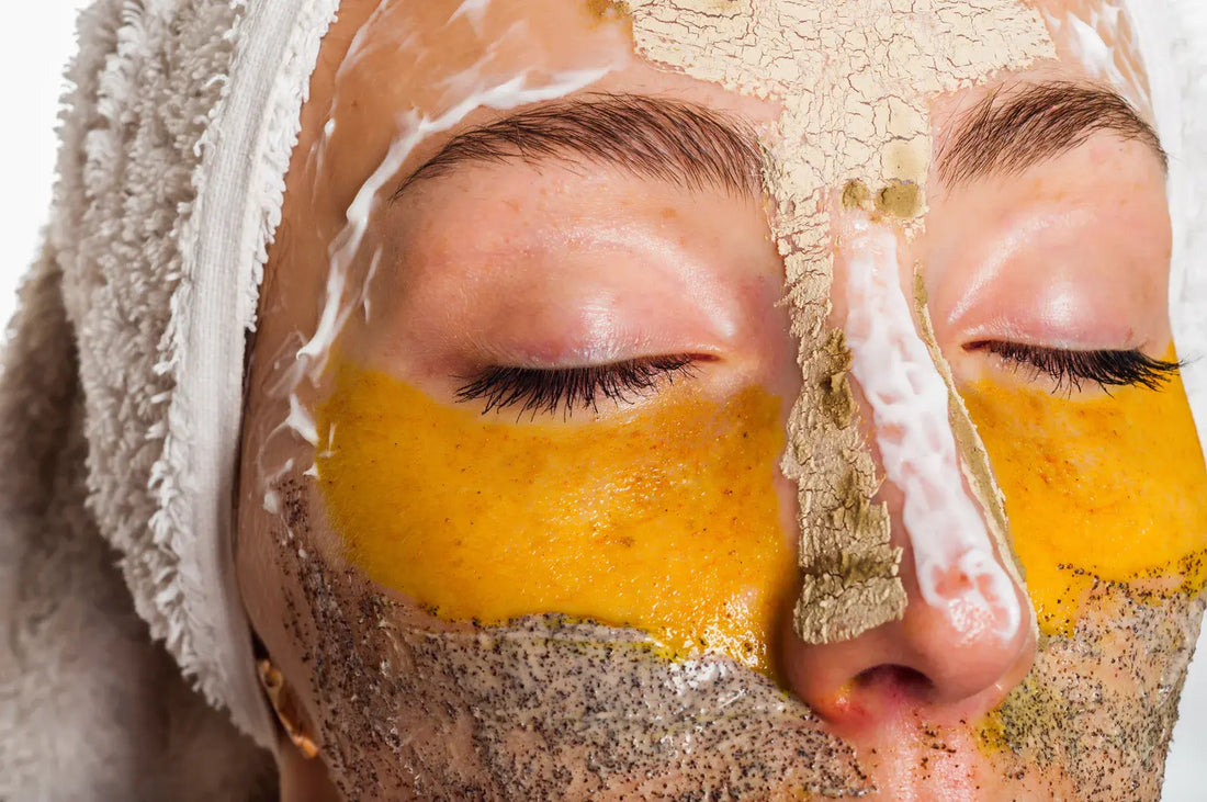 woman with an acne mask