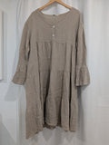 Taupe Long Sleeved Mid Length Tiered Dress