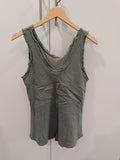 Khaki frayed sleeveless top