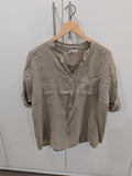 Taupe Linen Rolled up sleeves Top