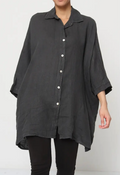 Charcoal Wide Linen Shirt