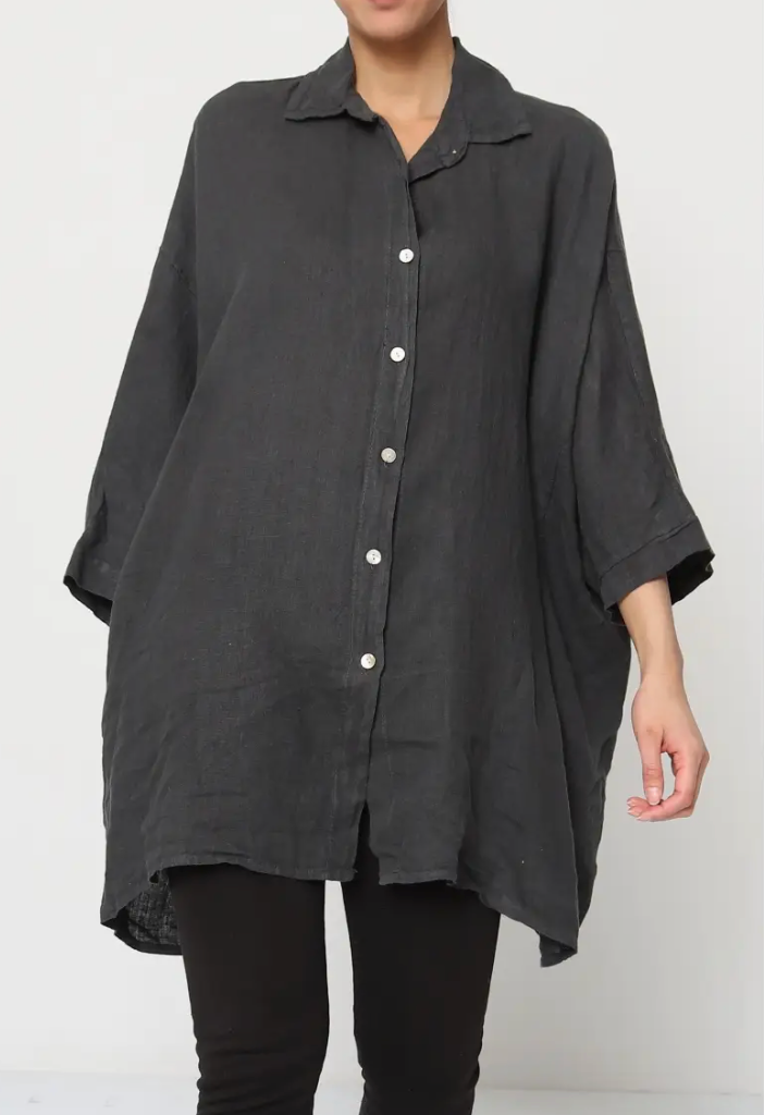 Charcoal Wide Linen Shirt