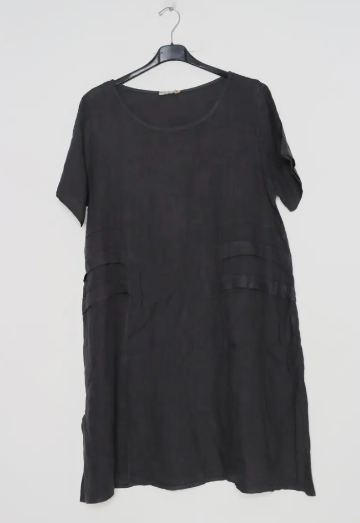 Black Short Sleeved Dress with Front Detail