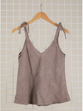 Taupe Tie Top Linen Tank Top