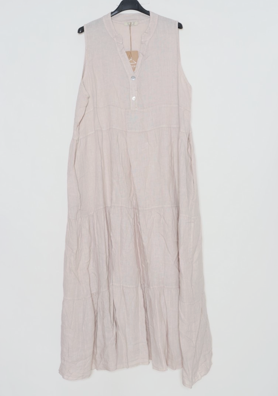 Cream Sleeveless Long Dress