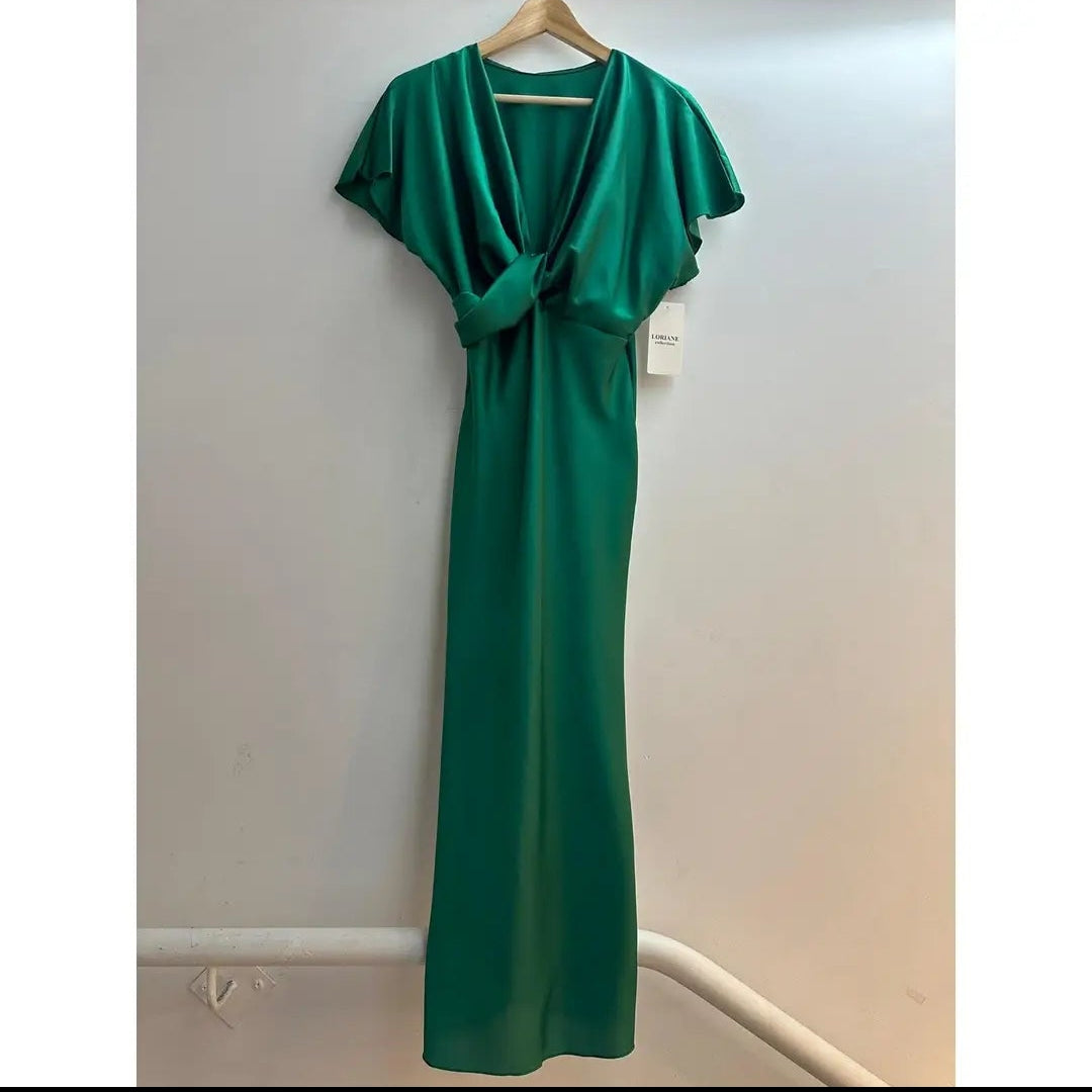 Long Green Satin Dress